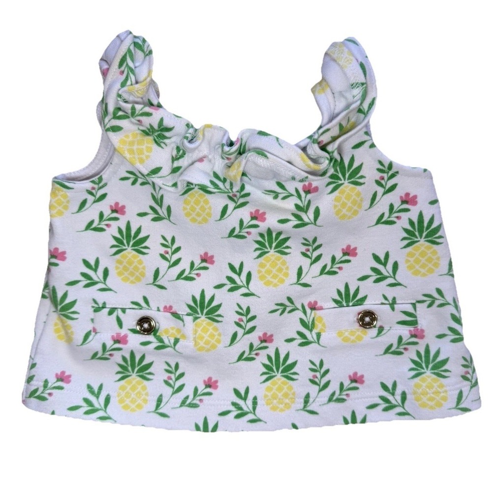 Janie and Jack Baby Girls 3-6 Months Pineapple Floral Ruffle Tank Top tropical